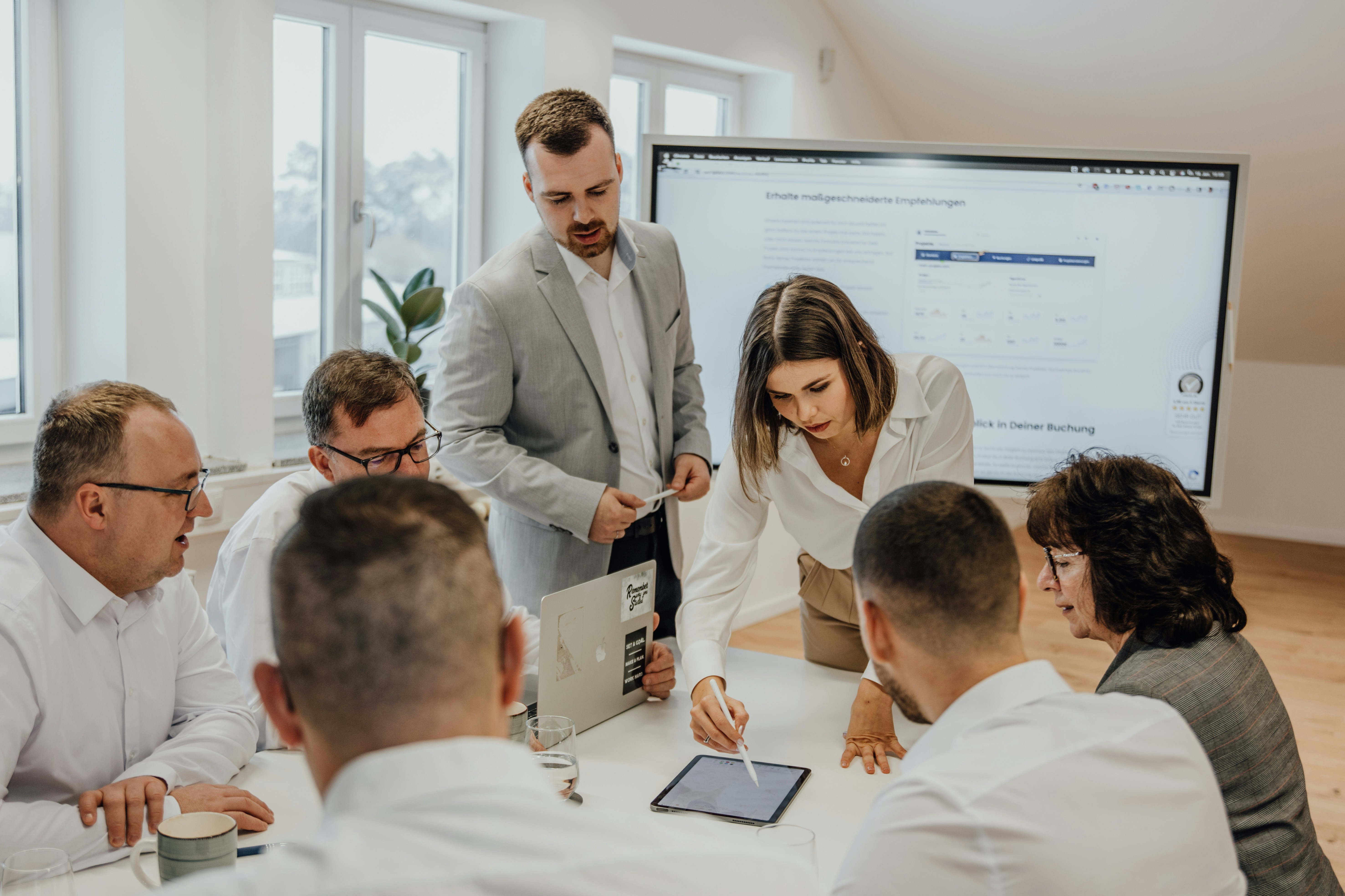 AI consulting team collaborating on strategy